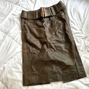 1990s Gucci Tom Ford Leather Bamboo Skirt